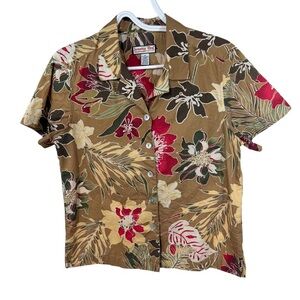 Jamaica Bay Vintage Medium Multicolor Floral Button Front Shirt Short Sleeve